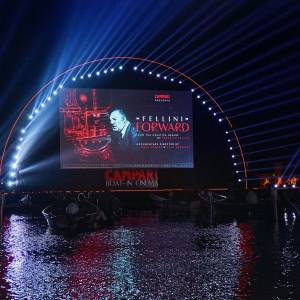 The global premiere of Campari Red Diaries 2021: Fellini Forward at the Campari Boat-in Cinema during the 78th Venice International Film Festival- La Biennale di Venezia, a project set to explore the creative genius of Federico Fellini using Artificial Intelligence.